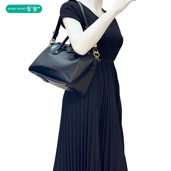 GIVENCHY Antigona Small Box Calfskin Leather Satchel Shoulder Bag Black