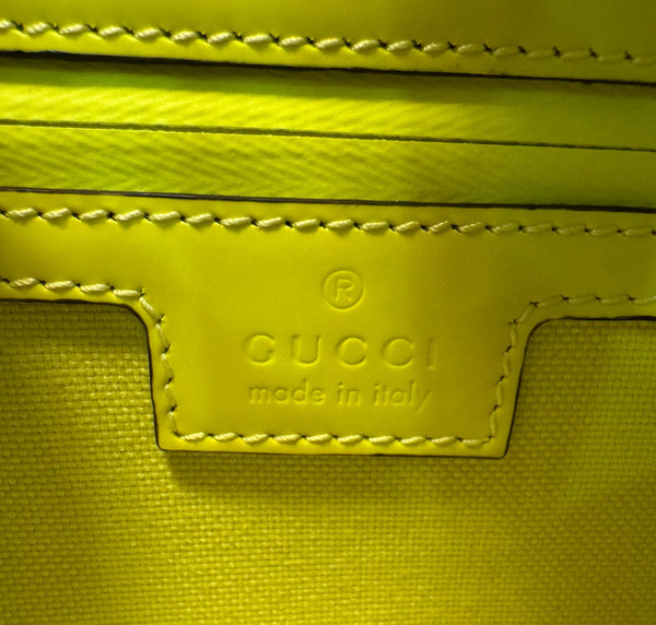 GUCCI GG Small Rubber Effect Leather Crossbody Bag Neon Yellow 771293