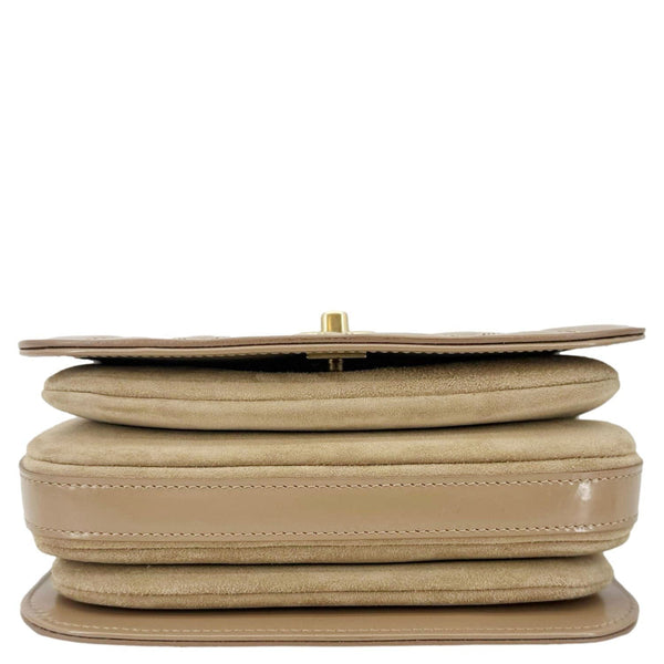 CHANEL My Sweet CC Shiny Quilted Calfskin Leather Shoulder Bag Beige