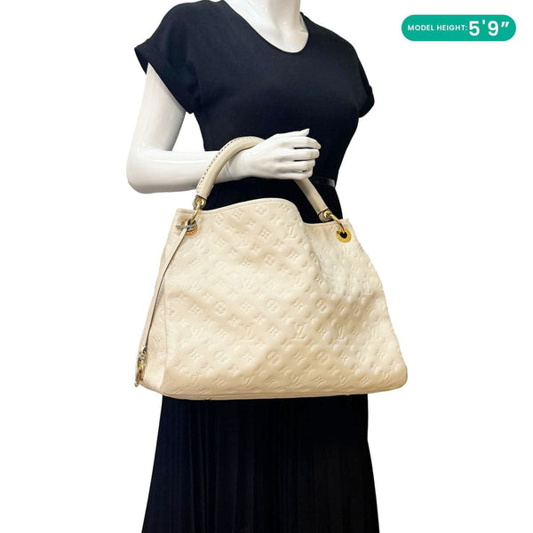 LOUIS VUITTON Artsy MM Monogram Empreinte Leather Hobo Bag Off White