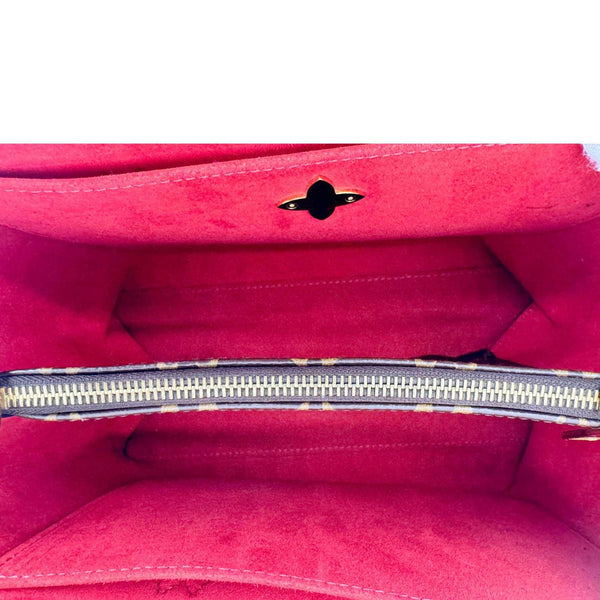 LOUIS VUITTON Flower Monogram Canvas Tote Shoulder Bag Coquelicot