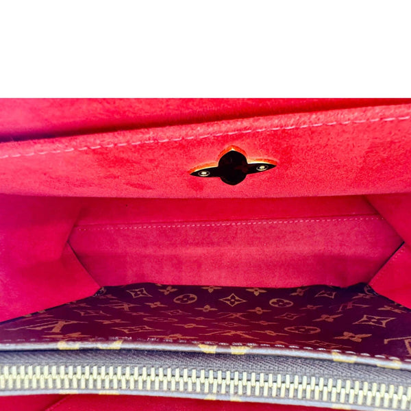 LOUIS VUITTON Flower Monogram Canvas Tote Shoulder Bag Coquelicot