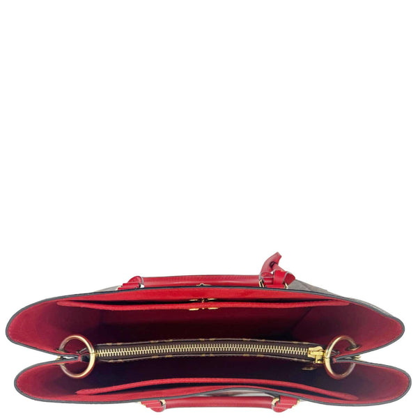 LOUIS VUITTON Flower Monogram Canvas Tote Shoulder Bag Coquelicot