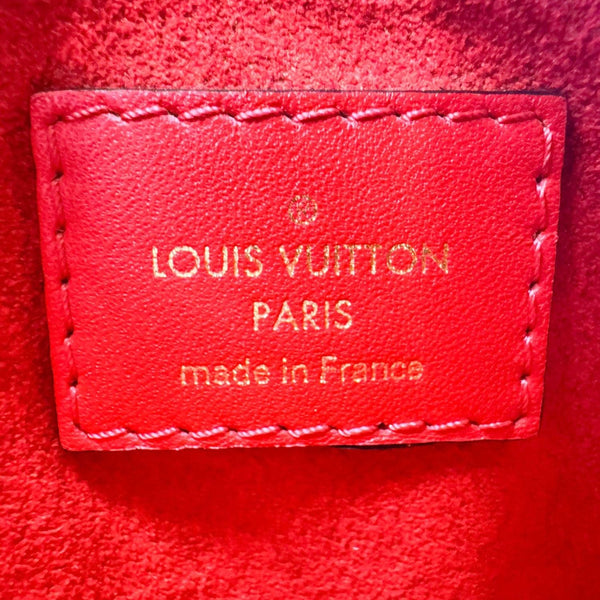 LOUIS VUITTON Flower Monogram Canvas Tote Shoulder Bag Coquelicot