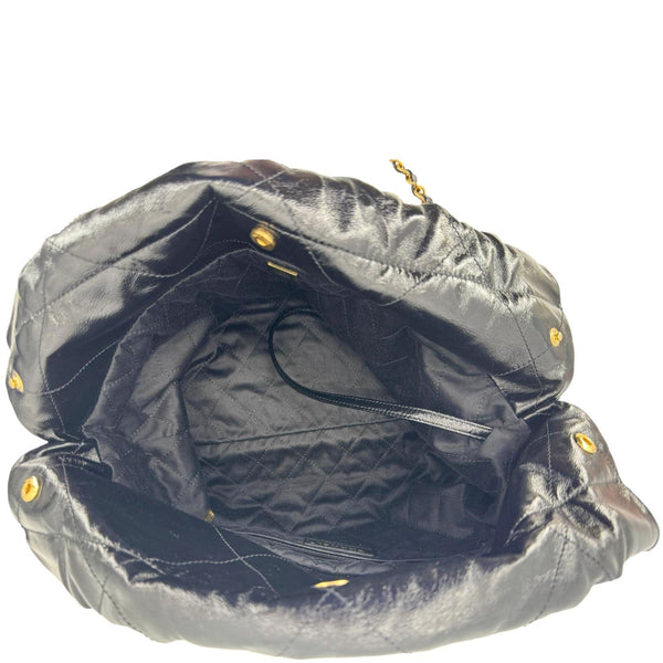 CHANEL 22 Quilted Calfskin Shiny Leather Shoulder Bag Black