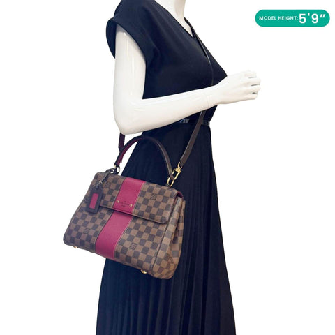 LOUIS VUITTON Bond Street MM Damier Ebene Satchel Bag Red