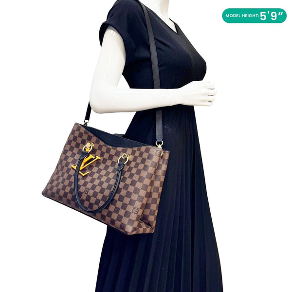 LOUIS VUITTON LV Riverside Damier Ebene Tote Bag Brown