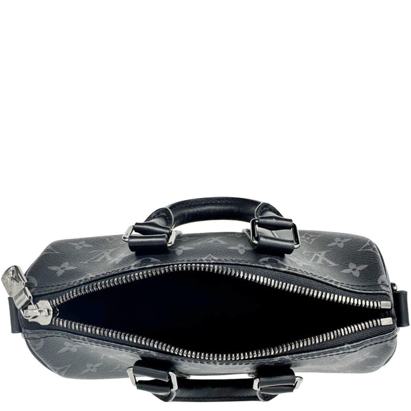 LOUIS VUITTON Keepall 25 Bandouliere Monogram Eclipse Reverse Canvas Satchel Bag Black