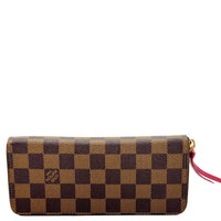 LOUIS VUITTON Clemence Damier Ebene Zippy Wallet Brown