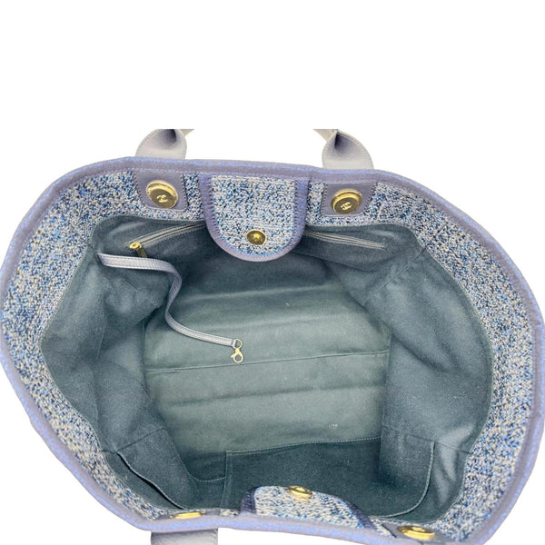 CHANEL Deauville Tweed Shopping Tote Bag Blue