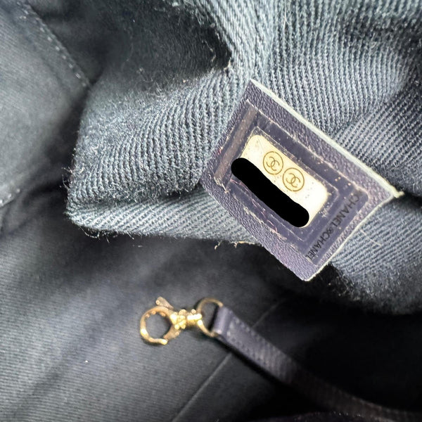CHANEL Deauville Tweed Shopping Tote Bag Blue