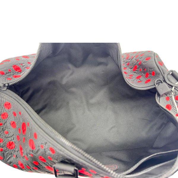 LOUIS VUITTON x Yayoi Kusama Keepall 50 Bandouliere Taurillon Monogram Travel Bag Black