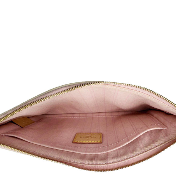 LOUIS VUITTON Neverfull Damier Azur Pochette Wristlet Rose Ballerine