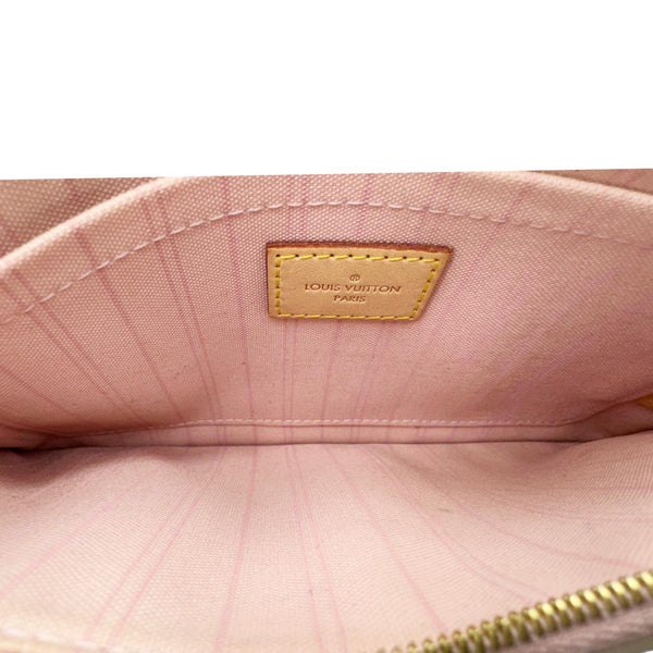 LOUIS VUITTON Neverfull Damier Azur Pochette Wristlet Rose Ballerine