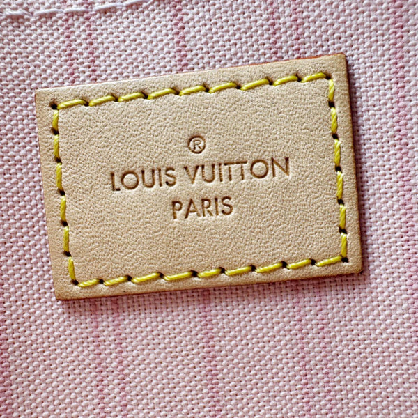 LOUIS VUITTON Neverfull Damier Azur Pochette Wristlet Rose Ballerine