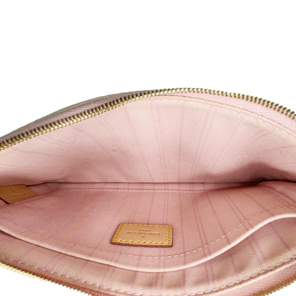 LOUIS VUITTON Neverfull Damier Azur Pochette Wristlet Rose Ballerine