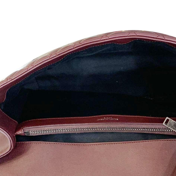 YVES SAINT LAURENT Envelope Large Mixed Matelasse Leather Shoulder Bag Burgundy