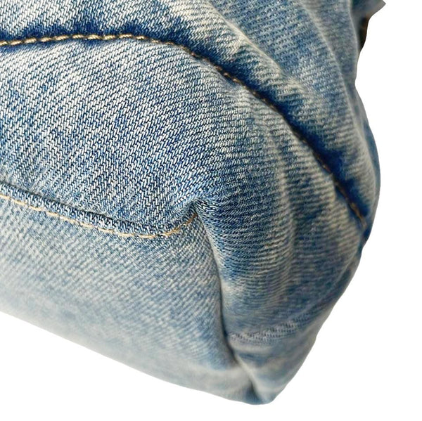 YVES SAINT LAURENT Loulou Puffer Quilted Denim Shoulder Bag Blue