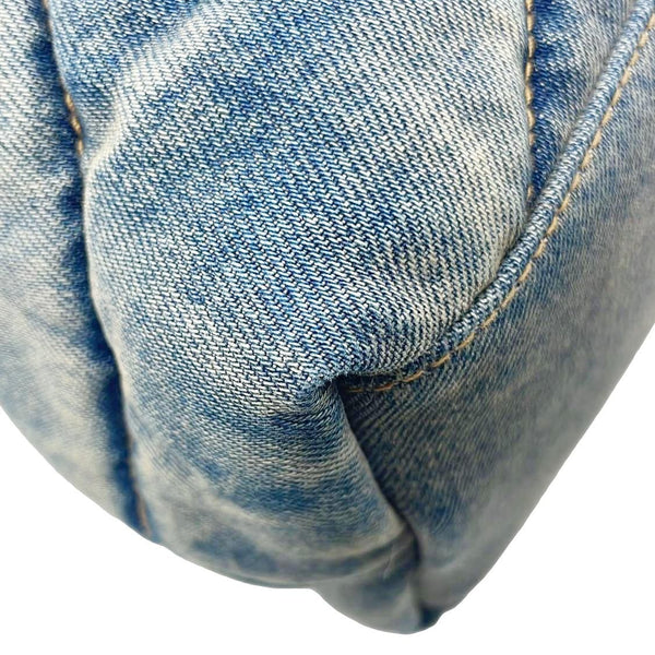 YVES SAINT LAURENT Loulou Puffer Quilted Denim Shoulder Bag Blue