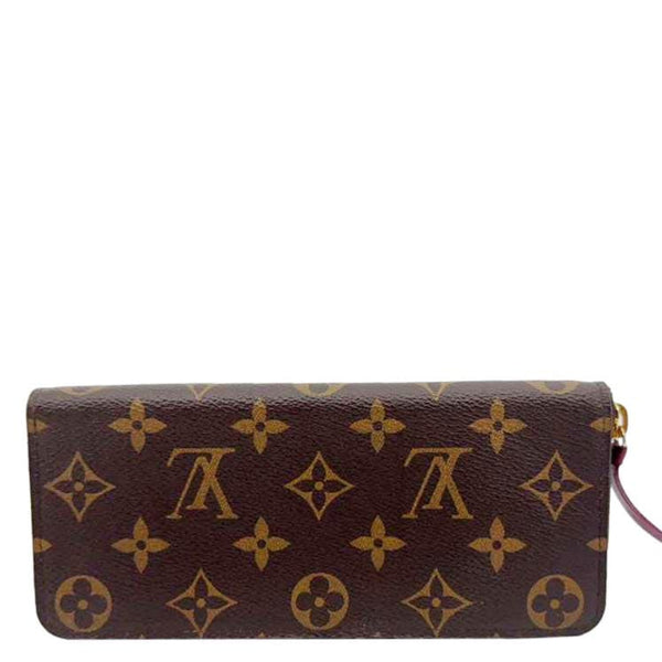 LOUIS VUITTON Portefeuille Clemence Monogram Canvas Zippy Wallet Brown