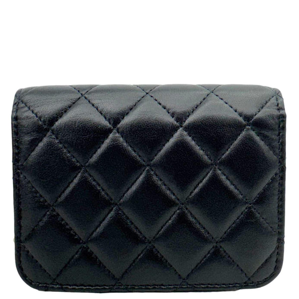 CHANEL Pearl Crush Quilted Leather Clutch With Chain Black