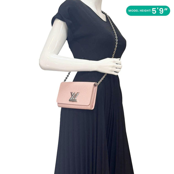 LOUIS VUITTON Twist Epi Leather Chain Wallet Shoulder Bag Rose Ballerine