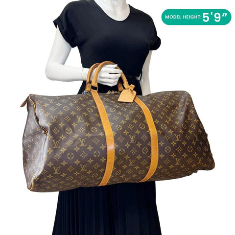 LOUIS VUITTON Keepall 60 Monogram Canvas Travel Bag Brown