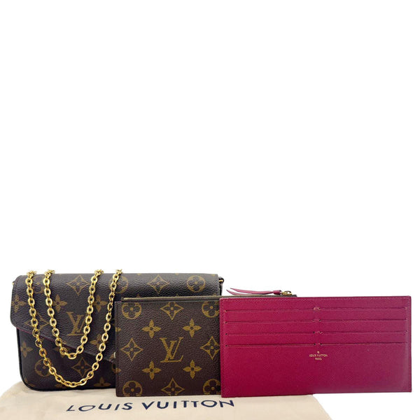 LOUIS VUITTON Felicie Pochette Monogram Canvas Crossbody Bag Brown