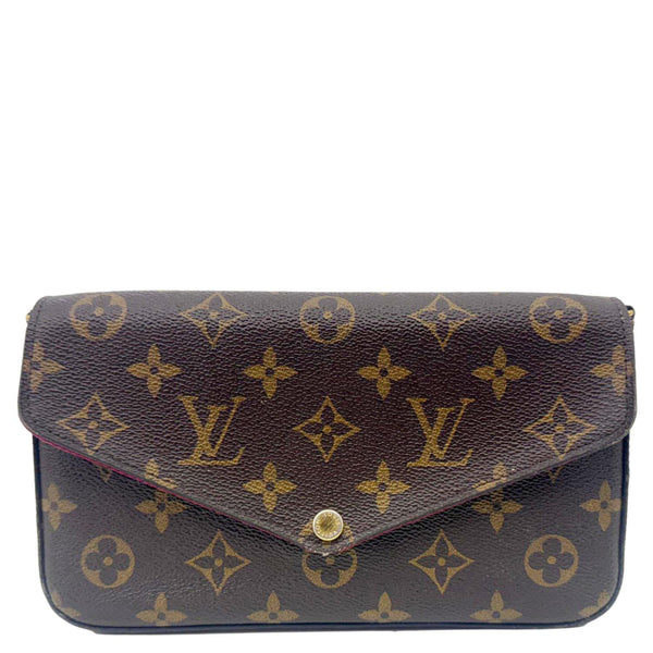 LOUIS VUITTON Felicie Pochette Monogram Canvas Crossbody Bag Brown