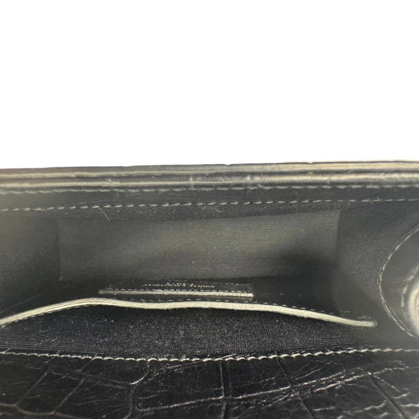 YVES SAINT LAURENT Kate Tassel Crocodile Embossed Leather Crossbody Bag Black