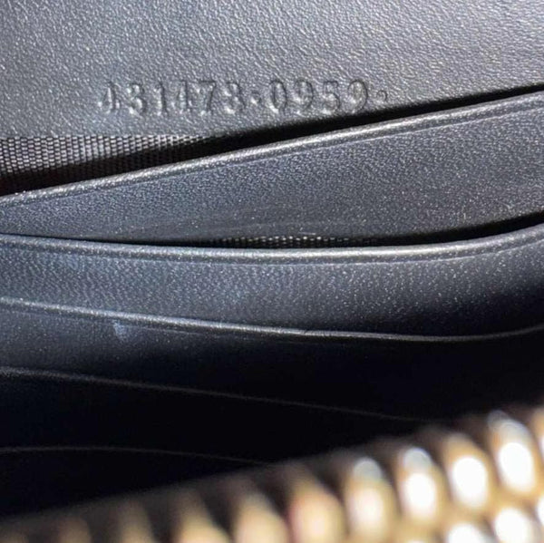 GUCCI Peony Pearly Mini GG Supreme Canvas Wallet on Chain Beige 431478