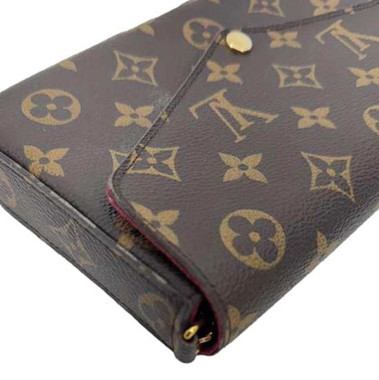 LOUIS VUITTON Felicie Pochette Monogram Canvas Crossbody Bag Brown