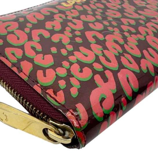 LOUIS VUITTON Stephan Sprouse Leopard Print Vernis Wallet Maroon