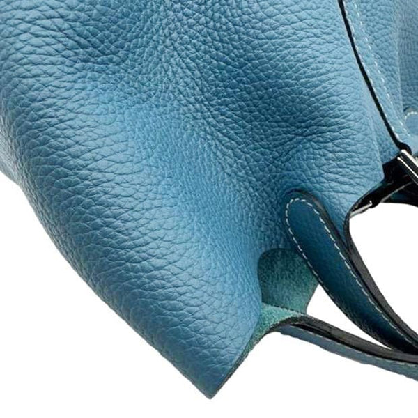HERMES Picotin Lock 18 Taurillon Clemence Leather Hobo Bag Blue