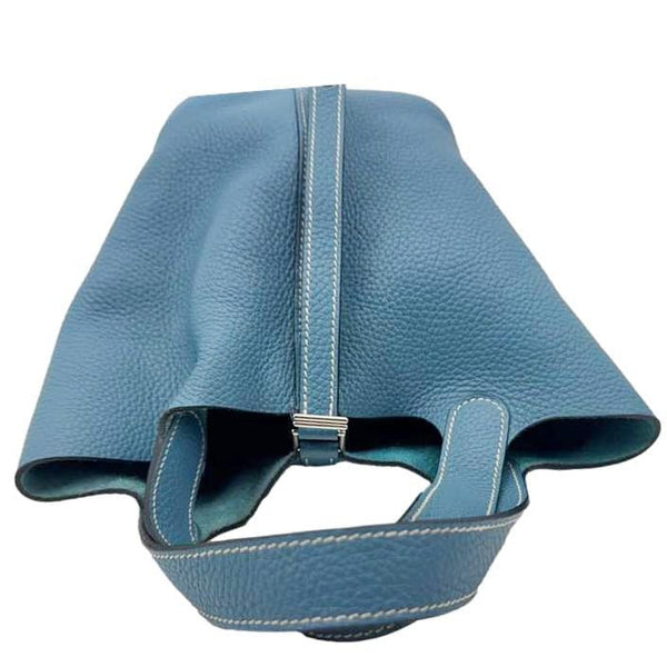 HERMES Picotin Lock 18 Taurillon Clemence Leather Hobo Bag Blue