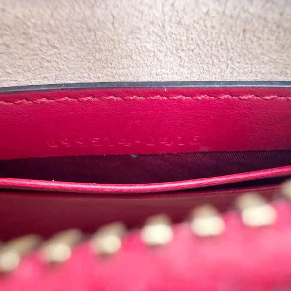 GUCCI GG Marmont Half Moon Mini Leather Shoulder Bag Red 699514