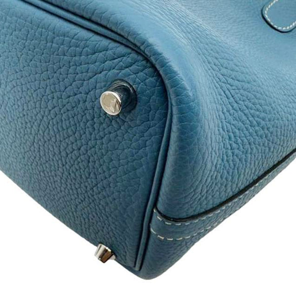 HERMES Picotin Lock 18 Taurillon Clemence Leather Hobo Bag Blue