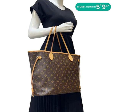 LOUIS VUITTON Neverfull MM Monogram Canvas Tote Bag Brown