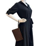 LOUIS VUITTON Neverfull Damier Ebene Pochette Wristlet Brown
