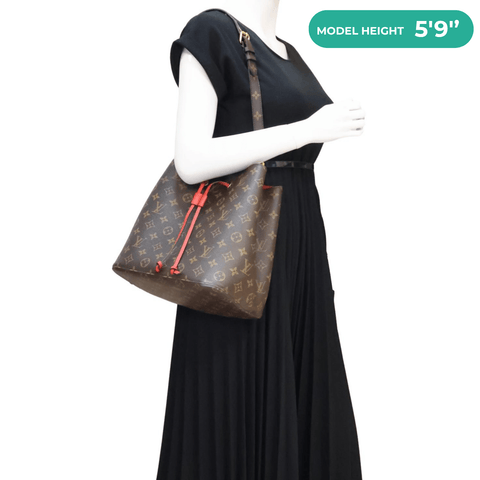 LOUIS VUITTON Neonoe MM Monogram Canvas Shoulder Bag Red