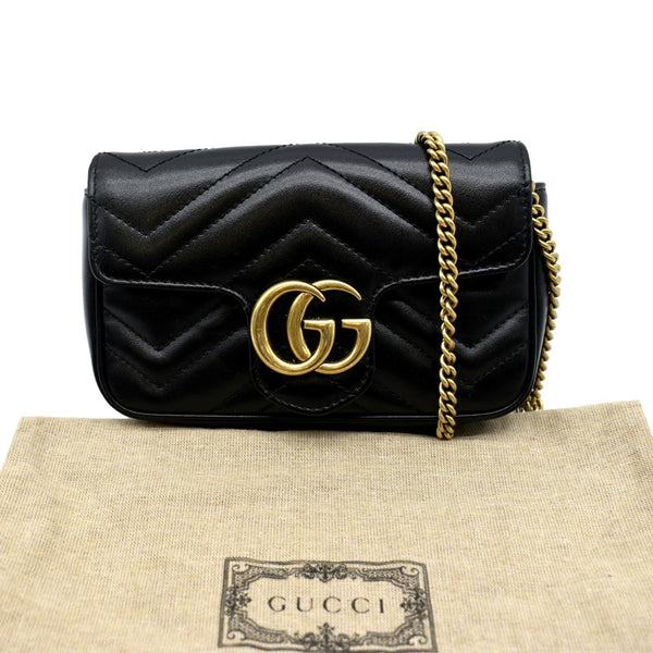 GUCCI GG Marmont Super Matelasse Leather Crossbody Bag Black 476433