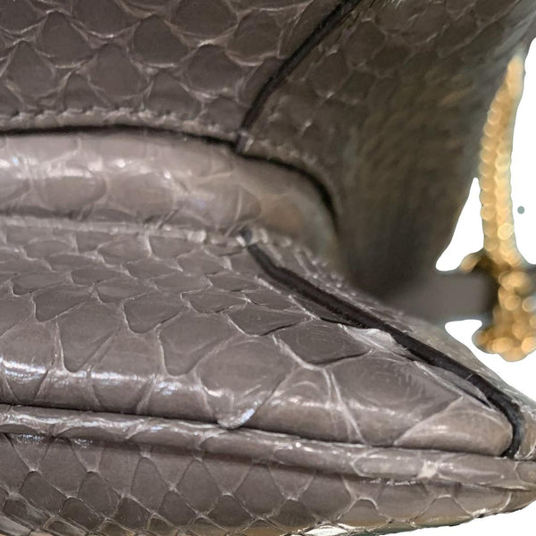 GUCCI Rajah Medium Leather Chain Shoulder Bag Grey 537241