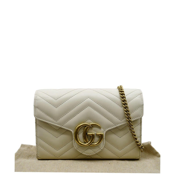 GUCCI GG Marmont Mini Matelasse Leather Crossbody Bag Ivory 474575