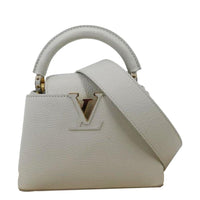 LOUIS VUITTON Capucine Mini Shoulder Bag Leather White with front view