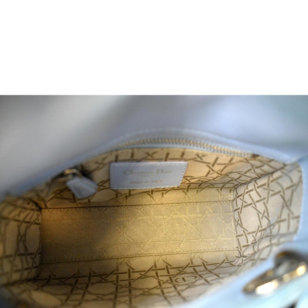 CHRISTIAN DIOR Mini Lady Dior Cannage Lambskin Leather Shoulder Bag Blue