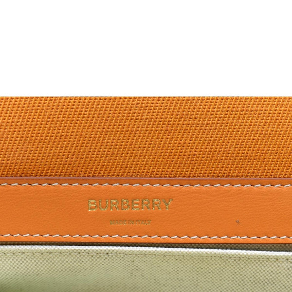 BURBERRY Horseferry Print Lola Canvas Leather Shoulder Bag Orange