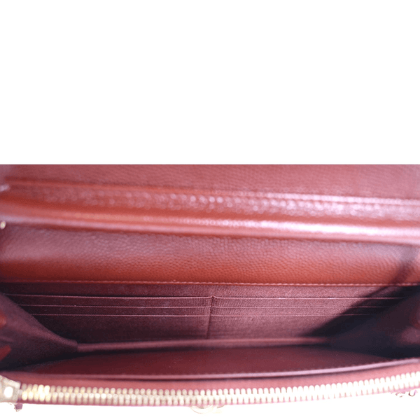 CHANEL Golden Class Quilted Caviar Leather Wallet on Chain Bag Maroon