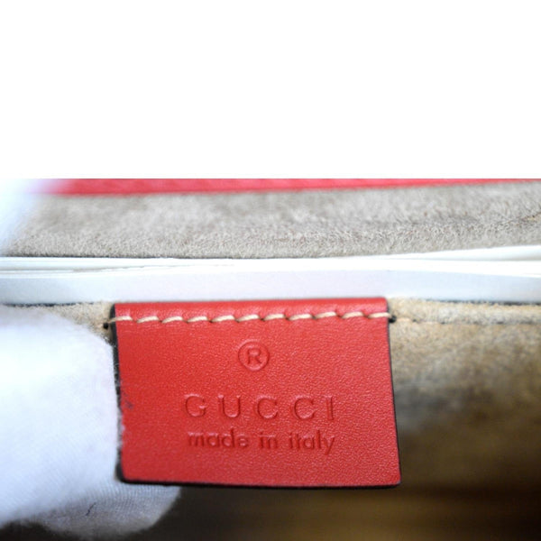 GUCCI Sylvie Mini Leather Top Handle Crossbody Bag Hibiscus Red 470270