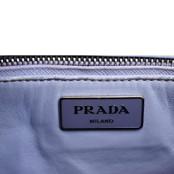 PRADA Front Pocket Double Zip Saffiano Leather Tote Shoulder Bag Light Purple