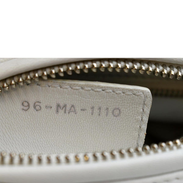 CHRISTIAN DIOR Medium Lady Dior Tweed Leather Shoulder Bag White